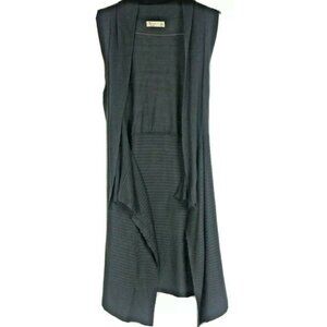 Contemporary Gray Duster Vest Cardigan Size Small Ribbed Knit